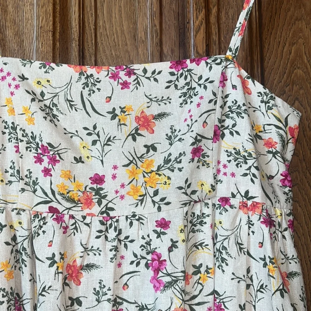 NEW Chelsea & Violet beige pink floral sleeveless linen blend dress - Picture 6 of 14